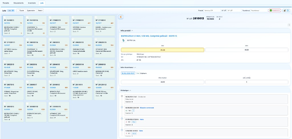 Gestion des lots PharmExa